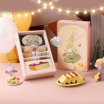 【金格食品】燙金奢華款 | 動物音樂派對蛋糕禮盒5盒組