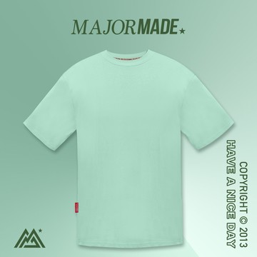 品牌翻袖字母多色素T