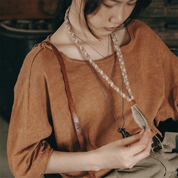 2款 阿美咔嘰 複古手工編繩項鏈 佛繫手作項墜 天然植物染草木染