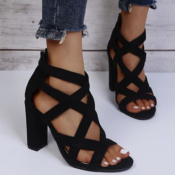 粗跟涼鞋女lazada fashion high heels sandals for ladies shoes