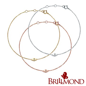 【BRILLMOND】天然鑽石腳鍊 經典優雅 鉑金&14K金 三色選