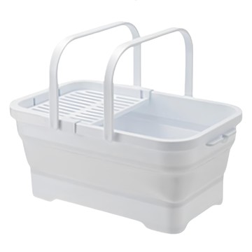 iSETO 伊勢藤 日本製 折疊洗衣籃 洗鞋盆 洗車桶 15L  46.3 x 28.6 x 20cm  白色