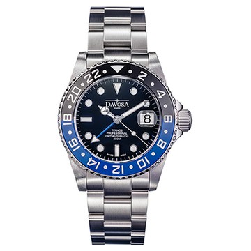 DAVOSA Ternos TT GMT 雙色雙時區陶瓷圈200M潛水錶-藍黑/42mm