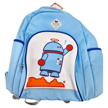 beatrix NEW YORK 經典刺繡國小護脊輕量書包 (100-120cm)  27 x 14 x 35cm  機器男孩 藍色 + 白色