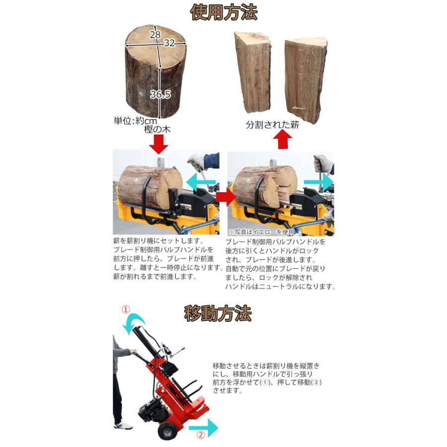 選べる3カラー 薪割り機 薪割機 ログスプリッター エンジン式 破砕力 12t 約7.0馬力 横割り 縦割り 斜め割り カッター まきわり マキワリ 薪ストーブ logs12u7hp