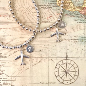 客製化禮物 純銀 飛機 S925 自選字母手鍊