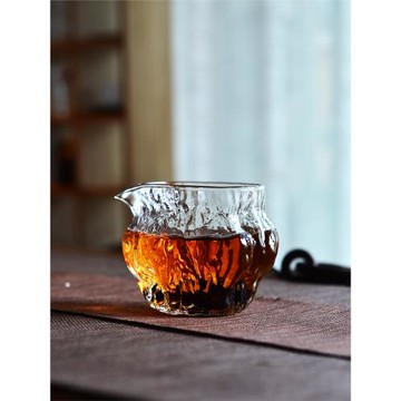 皂角樹下日式耐熱玻璃公道杯大號金邊核桃紋茶器茶海勻杯功夫茶具