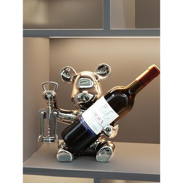 暴力熊紅酒架擺件輕奢高檔家居客廳餐邊柜玻璃柜酒柜裝飾品高級感