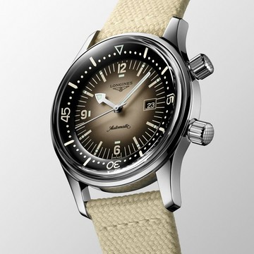 LONGINES 浪琴 官方授權 Legend Diver 深海潛將復刻版潛水錶-36mm/卡其 L33744302