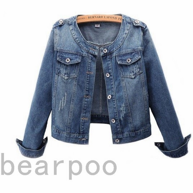 デニムジャケットノーカラーデニムジャケットジージャンジャケットレディース長袖ノーカラー大きサイズカジュアル 通販 Lineポイント最大0 5 Get Lineショッピング