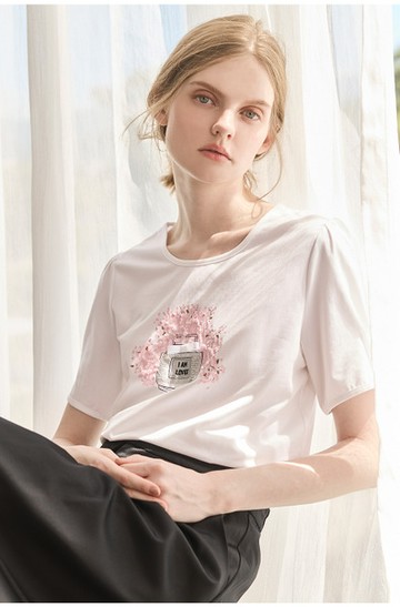 香水瓶圖案公主短袖上衣