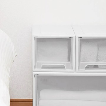 日本 天馬 MONO純白系正方22.5寬單層抽屜箱(透窗)高20CM 3入