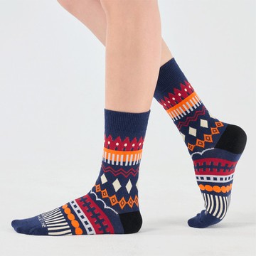 冬日慶典 抗菌中筒襪 - 深藍(F)