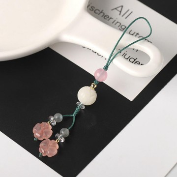 掛件 掛飾 吊飾 粉晶吊飾 四葉草飾品 手機吊飾 百搭飾品 可愛吊飾 包包吊飾 招桃花 009