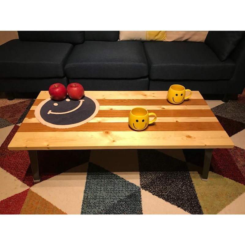 送料無料】 ローテーブル 長方形 90cm 45cm SPF ストライプ 折りたたみ  