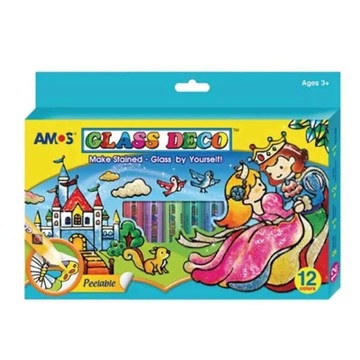 【AMOS 阿摩司】韓國原裝 12 色  10.5ML 主題 玻璃 彩繪膠 / 組 GD10P12R