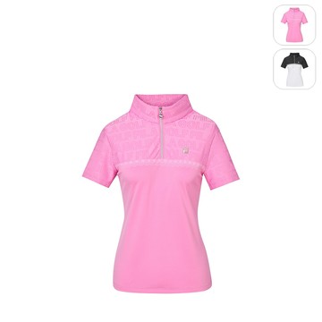 【FILA】女性 GOLF 短袖半開襟T恤-桃色 5TEZ-6015-PC