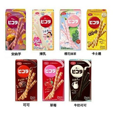 (特價)【江戶物語】YBC Pikora 系列捲心酥 10支入 可可/草莓/牛奶/煉乳/安納芋風味 捲心餅 日本原裝