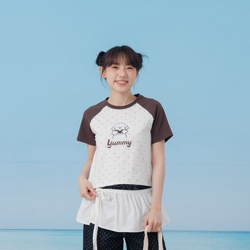 QUEENSHOP_S 女裝 短袖 Tombonia立體Q毛刺繡點點棒球袖上衣-白 現+預 【01190436】