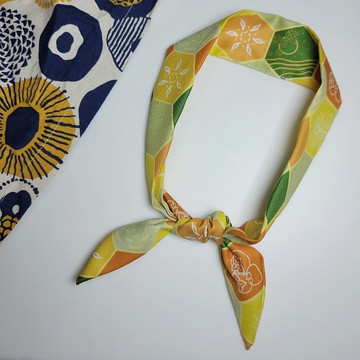 秋月 花磚 綁帶式髮帶 領巾 原創設計