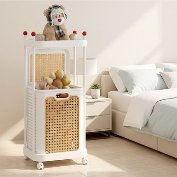 藤編單層置物洗衣收納籃 兩色可選 009104 焦糖褐