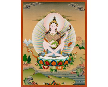 薩拉斯瓦蒂唐卡畫作 | 手工製作的西藏藝術  啟發智慧與靈感