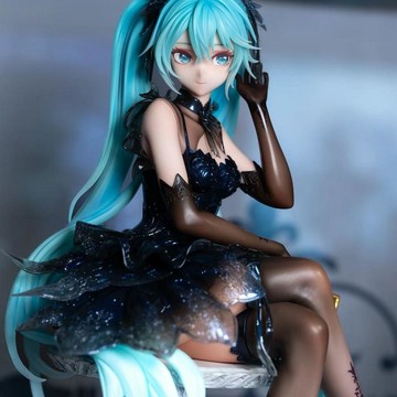 日版永夜未央初音未來系列黑絲手辦禮服模型擺件動漫機箱桌面玩具生日禮物 禮物生日禮物 禮物