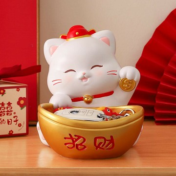招財貓擺件 玄關收納 鑰匙收納 招財擺飾 入厝禮物 八方來財 招財擺件 玄關擺件 開業禮品 喬遷禮物 交換禮物