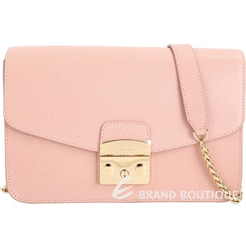 FURLA Metropolis 壓紋皮革肩背包(粉裸色) 1720570-E2