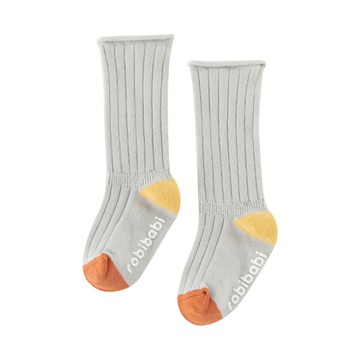 JoyNa - 3雙入-簡約撞色 長筒鬆口薄襪(底部止滑)-灰色+隨機2雙