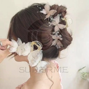 邊夾 抓夾 鯊魚夾 髮夾 蝴蝶抓夾女大號新款高級感甜美發夾后腦勺盤發夾子頭飾鯊魚夾 夾子頭飾鯊魚夾 女生 時尚 髮飾