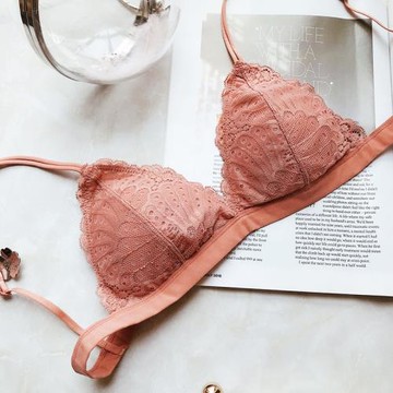 法式有胸墊性感蕾絲內衣少女士超薄舒適家居三角杯薄款無鋼圈文胸