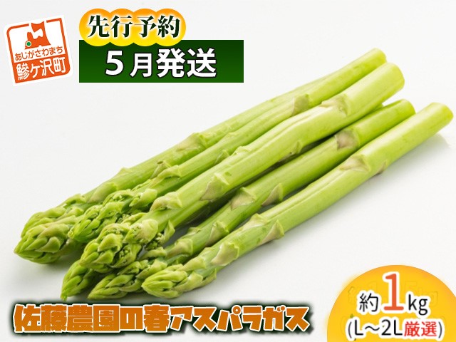 佐藤農園の春アスパラガス！約1kg（L～2L厳選）青森県鰺ヶ沢町産