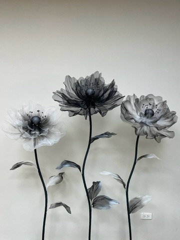 巨型牡丹花-加密黑、白歐根紗特殊噴染暗黑色系立地款套組