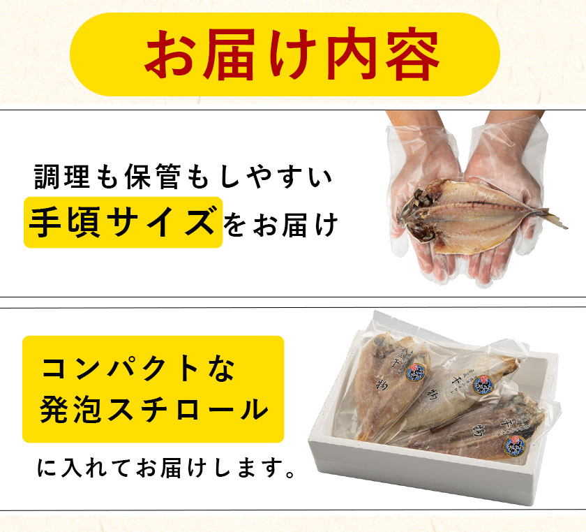 どんちっち 干物 3種3枚セット のどぐろ アジ カレイ 冷凍 100g〜150g×3枚 送料無料 産地直送 干物 浜田 島根 7-14営業日以内に発送（土日祝除く）