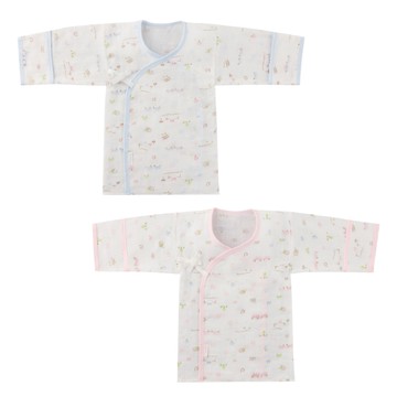 康貝 Combi 純棉柔紗快樂車車系列-反摺護手紗布肚衣(藍/粉)