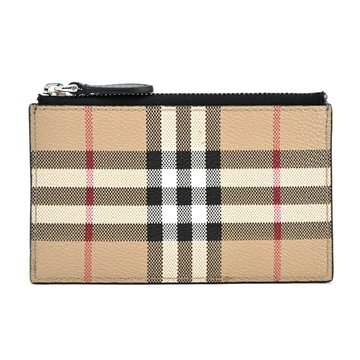 BURBERRY  Vintage 經典格紋帆布零錢/卡片夾(卡其)