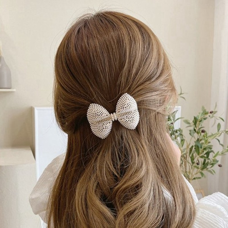 バレッタ アクセサリー ジュエリー アクセ ヘアアクセサリー ヘアアクセ ヘアアレンジ バレッタ リボン パール ホワイト ゴールド休日 イベント 通販 Lineポイント最大get Lineショッピング