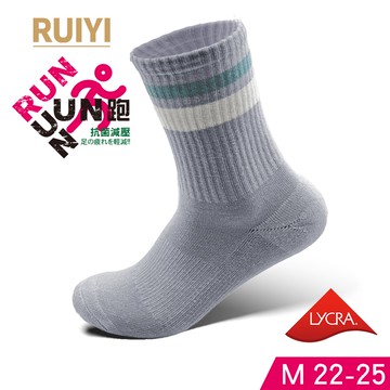 RUIYI抗菌條紋氣墊長襪A款-R9002M藍