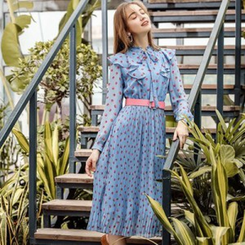 レディース ワンピース ゆったり フリル 清楚 ガーリー 可愛い ロング フェミニン ドット 通販 Lineポイント最大1 0 Get Lineショッピング