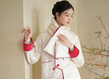 新中式復古中國風 提花絲絨夾棉 外套/半身裙