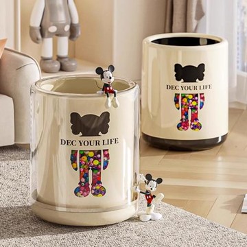 德國進口垃圾桶家用客廳輕奢簡約廚房廁所臥室網紅奶油風創意紙簍