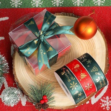 2027🎅🎁 聖誕節燙金綵帶禮物包裝絲帶緞帶鮮花裝飾蛋糕盒綢帶禮品盒蝴蝶結