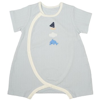 akachan honpo - 短袖有機棉兔裝-動物-淺藍色 (50~60cm)