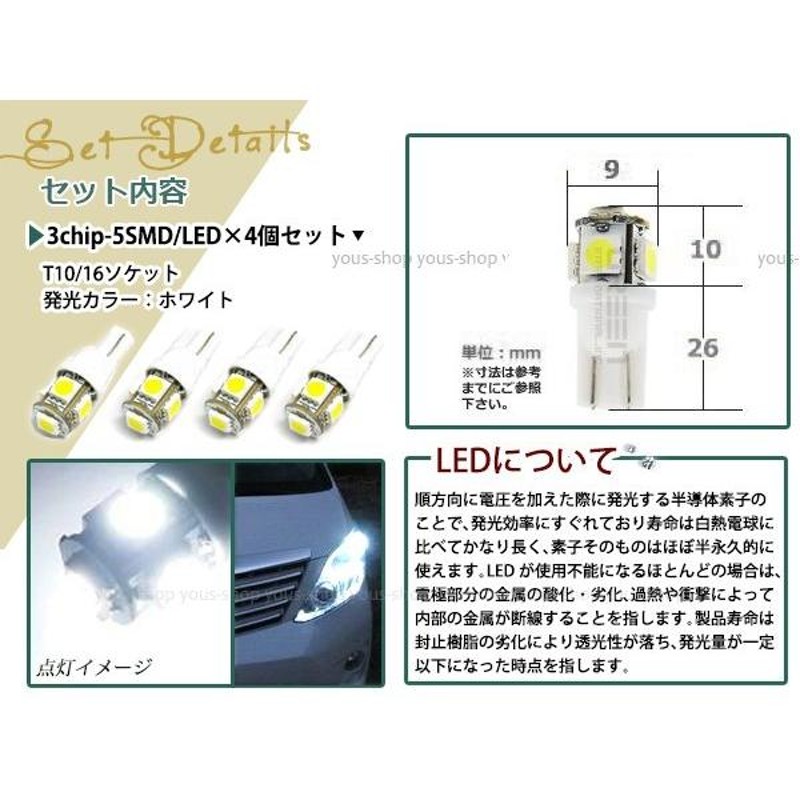 GK5 フィットRS LED ポジション ナンバー 車幅灯 ライセンス ランプ ライト ウェッジ 球 バックランプ ルームランプ 4個 T10 |  LINEショッピング