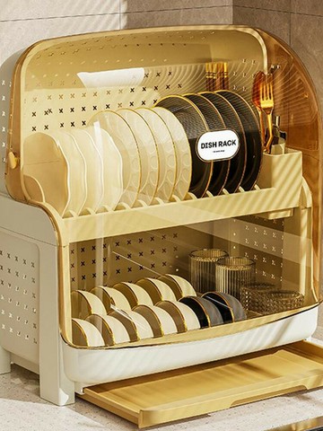 【台灣公司 可打統編】廚房碗架碗筷收納盒帶蓋放餐具裝碗箱碟盤家用瀝水