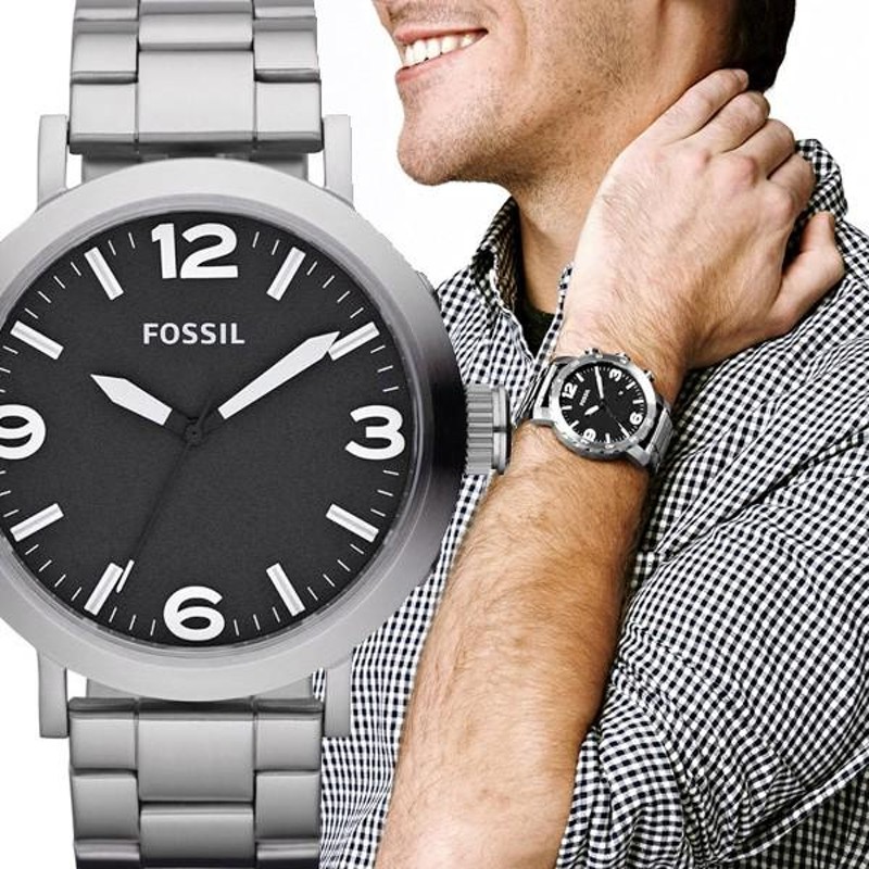 FOSSIL フォッシル JR1363 CLYDE Metal Mensブラック シルバー ビッグフェイス メンズ 腕時計 | LINEブランドカタログ