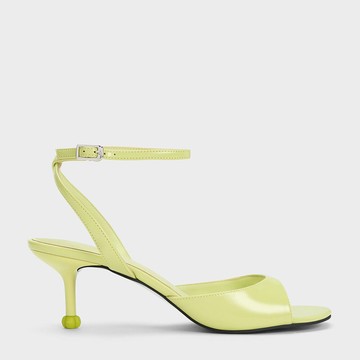 小花鞋跟繞踝涼鞋