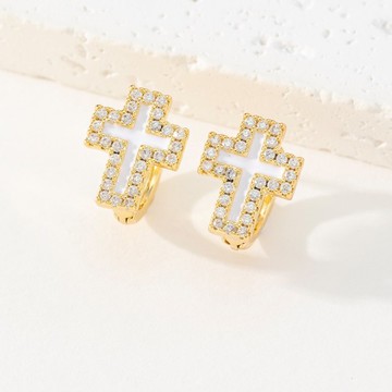 【SoLight鹽青】曠野之路鋯石十字架耳環 SL363