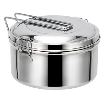 不鏽鋼單手柄便當盒 附菜格 小(14cm)  銀色  1個